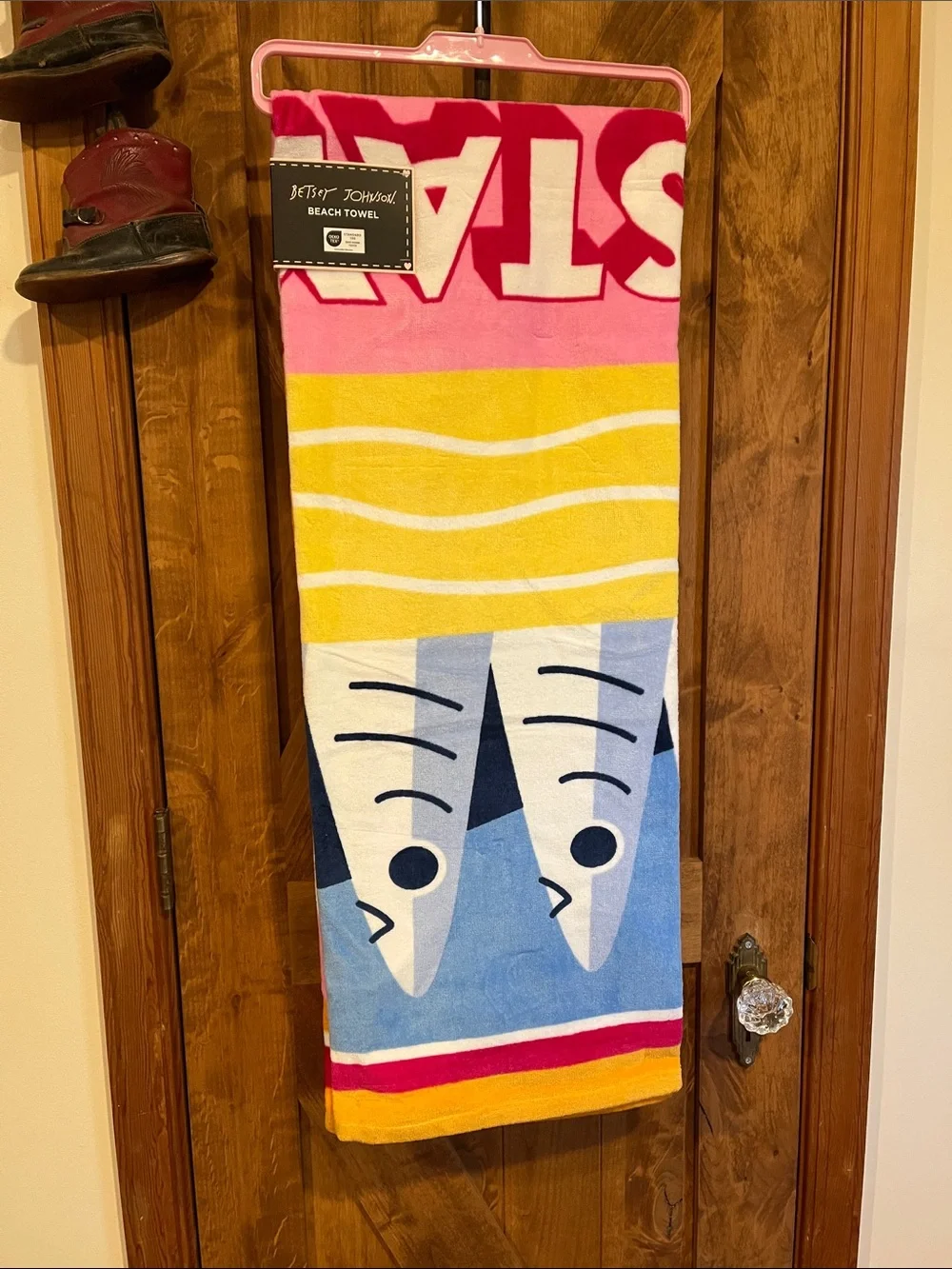 Betsey Johnson Orange, Pink & Blue Beach Towel - Stay Salty Graphic